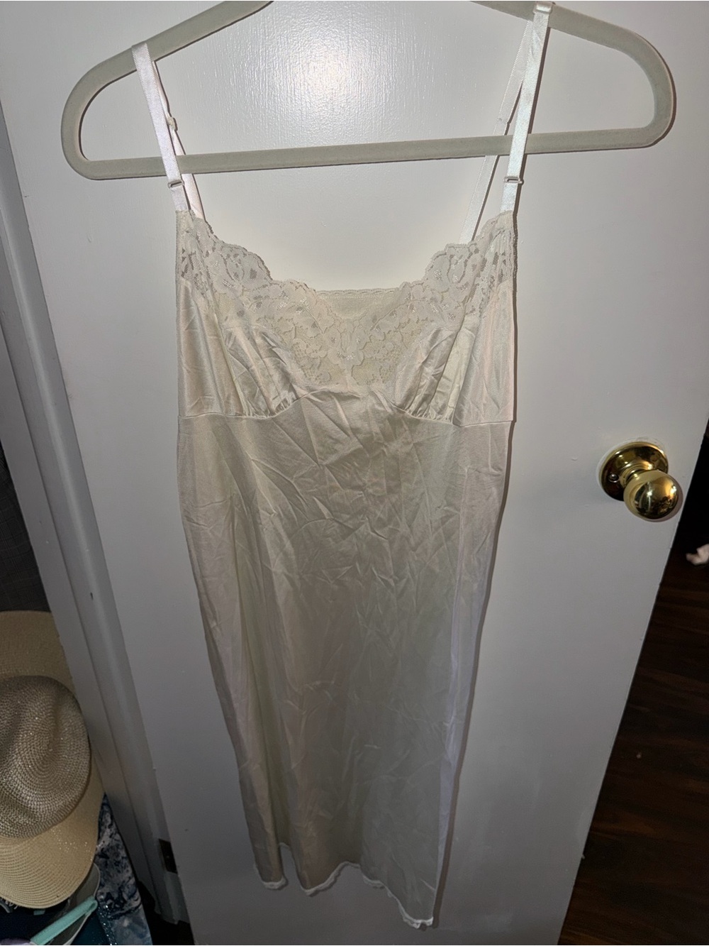 Vintage Women's Lace-Trim Slip Dress in Ivory